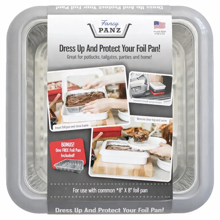 Fancy Panz Square Set 8x8 Pan Frame w/Lid & Serving Spoon - Platinum