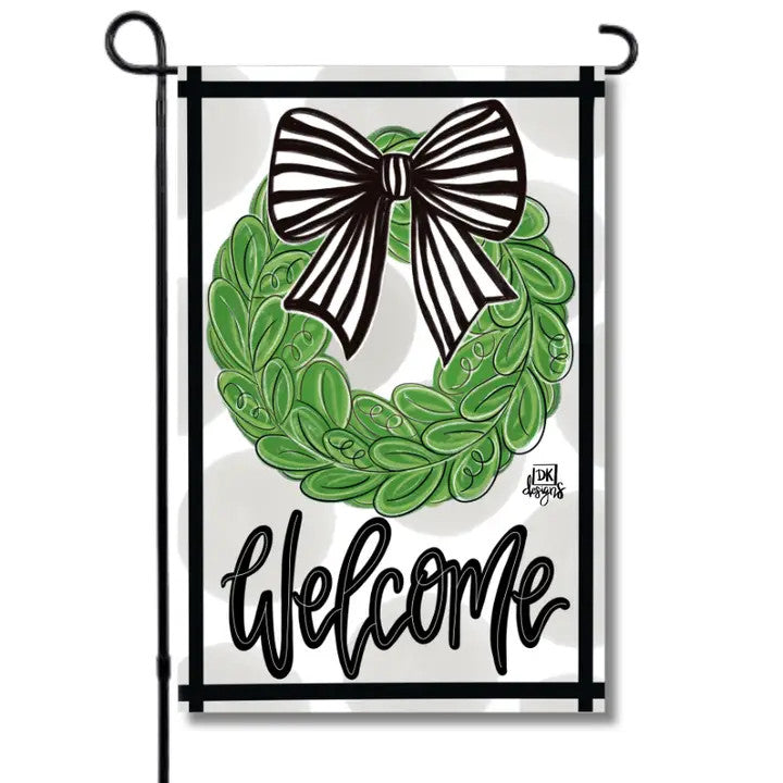 DK Designs Black and White Bow Wreath Glam