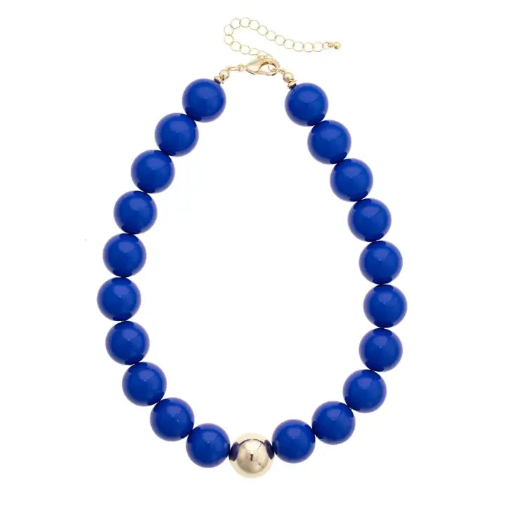 Canvas Marjorie Game Day Beaded Necklace - Blue
