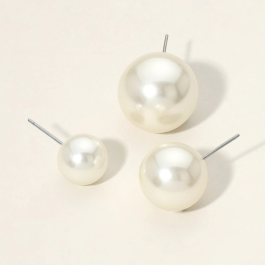 Sensibling 3Pairs - Pearl Stud Earring Set - Cream