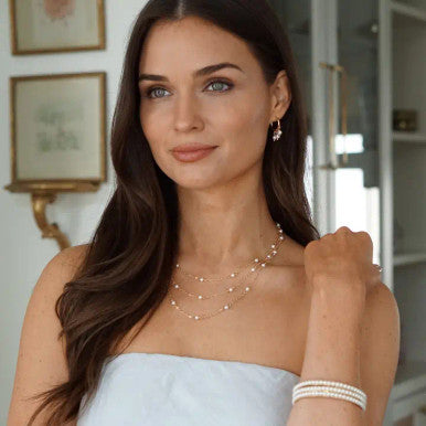 Canvas Lacey Pearl Bangles Set of 3 - Ivory
