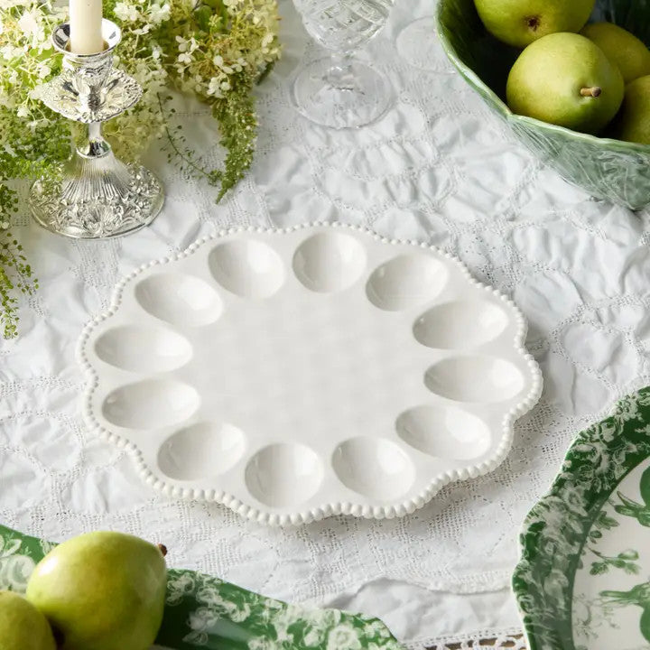 Certified International Perlette Cream Egg Plate