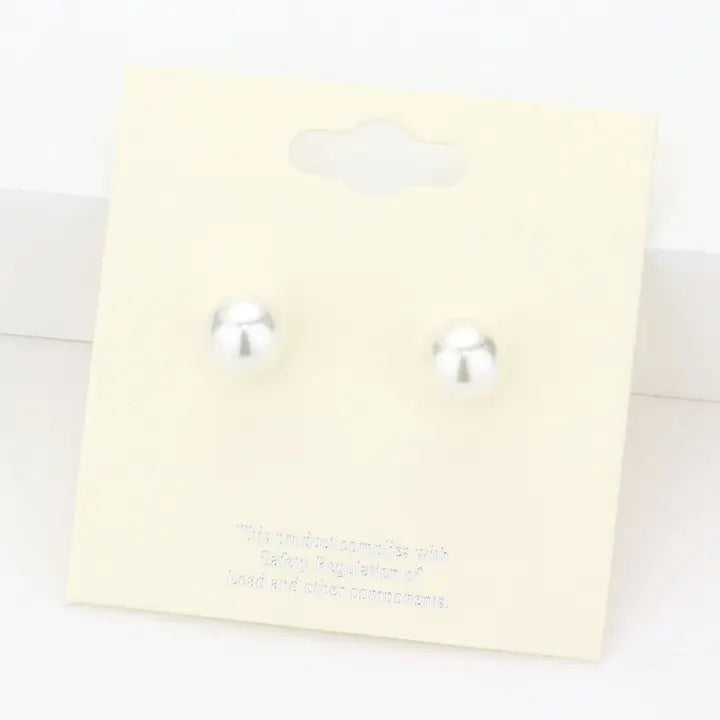 Sensibling 8mm Pearl Stud Earrings - Cream