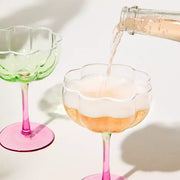 Lilly Pulitzer Coupe Glass Set -Jade Lime/Pink Muse Ombre