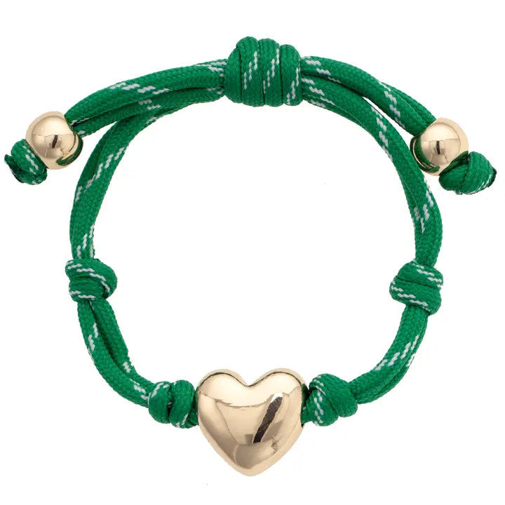 Canvas Blaine Puffy Heart Paracord Bracelet - Kelly Green