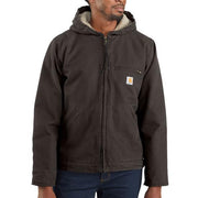 Carhartt Men's Washed Duck Sherpa-Lined Jacket-Dark Brown