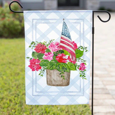 The Navy Knot Patriotic Garden Flag – Pink and Red Bouquet