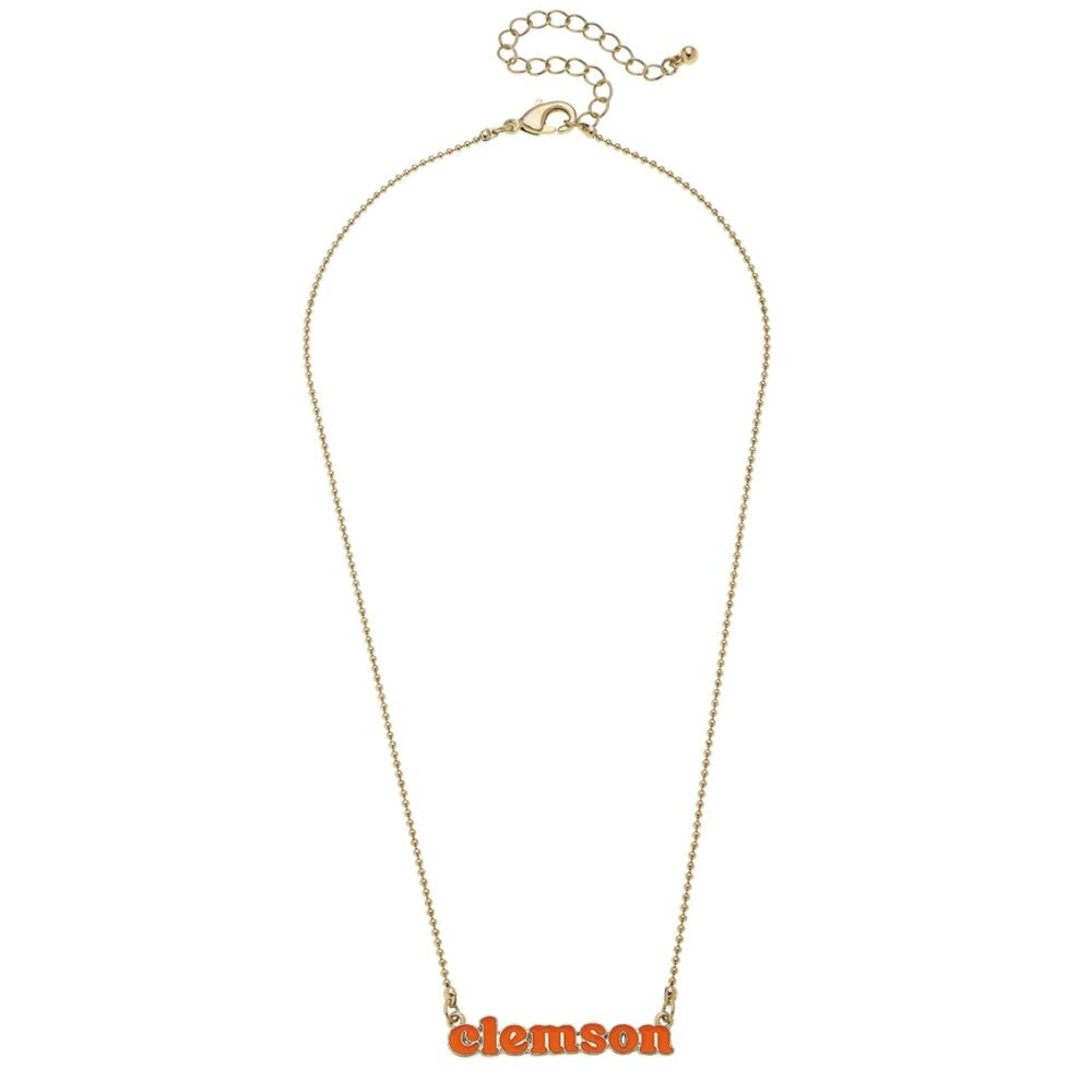 Canvas Clemson Tigers Slogan Necklace
