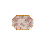 Creative Co-Op Hand-Painted Stoneware Octagon Shaped Platter with Palm Trees, Animals & Bamboo Style Edge