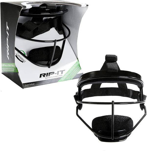 Rip-It Defense Pro Softball Fielder's Face Mask with Blackout - Black