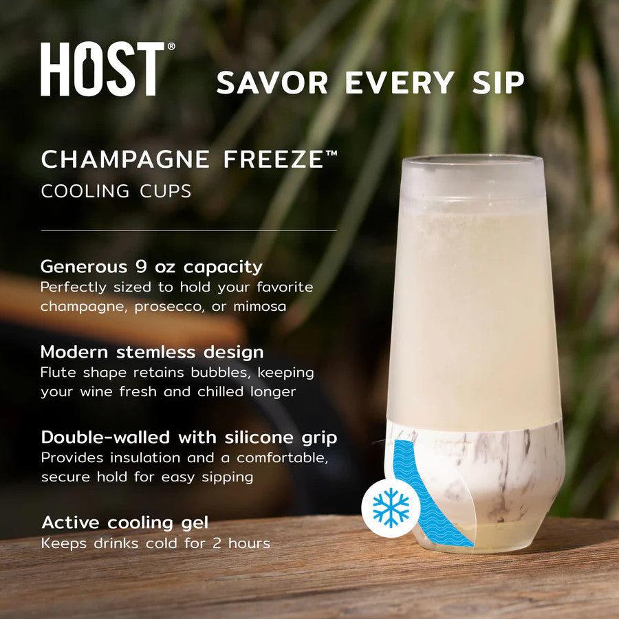 Host Champagne FREEZE Cooling Cup in Marble, Set of 2