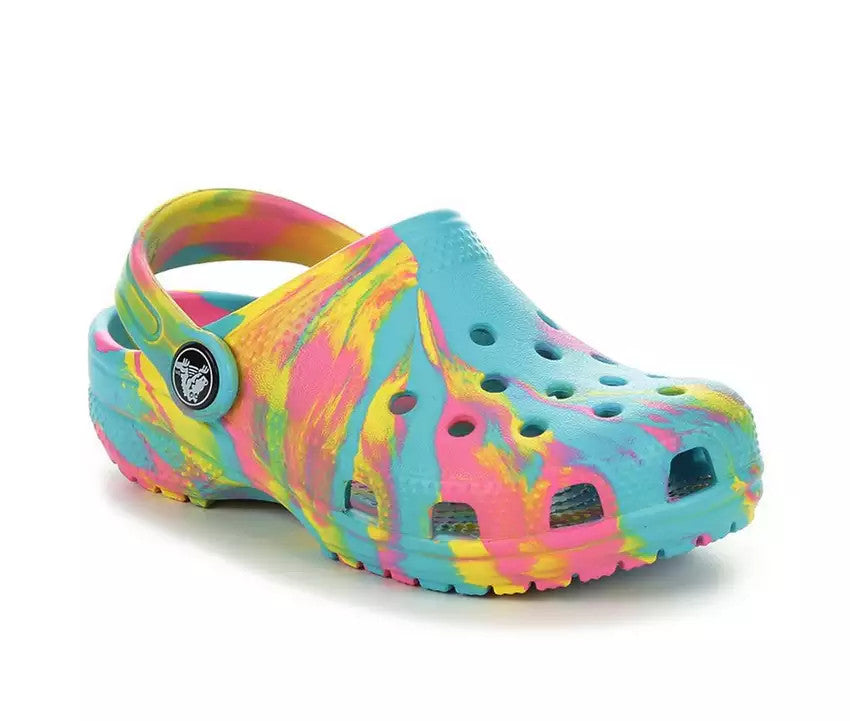 Crocs Toddler Classic Marbled Clog - Aqua/Multi