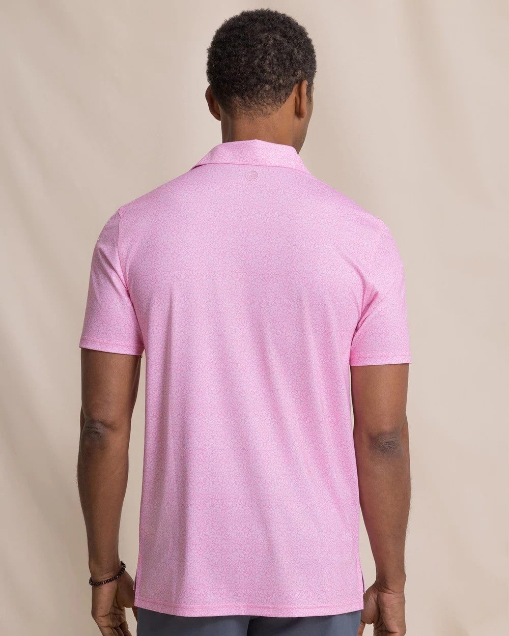 Southern Tide Men's Driver Paradise Shores Printed Polo- Orchid Pink