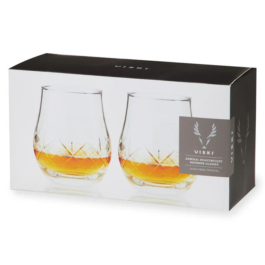 Viski Admiral Crystal Heavyweight Bourbon Glasses - Set of 2