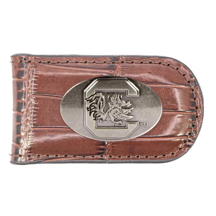 Zep-Pro South Carolina Gamecocks Leather Magnetic Money Clip Wallet - Croc Brown