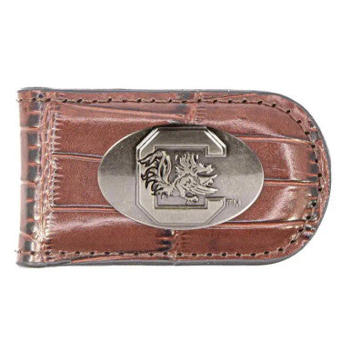 Zep-Pro South Carolina Gamecocks Leather Magnetic Money Clip Wallet - Croc Brown