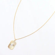 Caroline Hill Dominique CZ Plate Necklace Gold