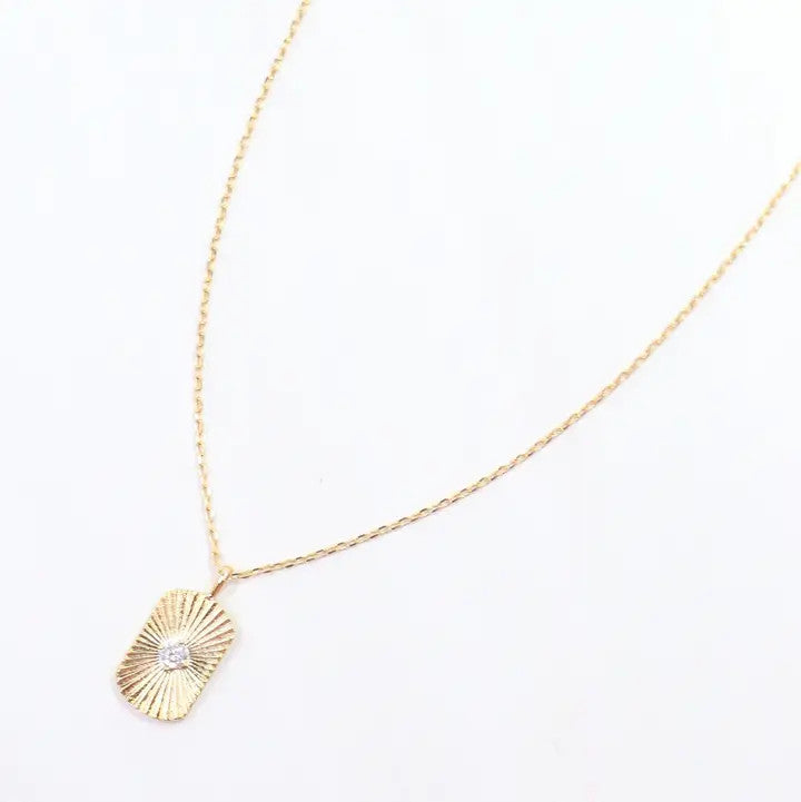 Caroline Hill Dominique CZ Plate Necklace Gold