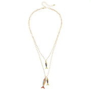 Canvas Sardine Enamel Layered Necklace in Shiny Gold