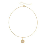 Canvas Rhinestone Flower Skinny Collar Necklace - Shiny Gold