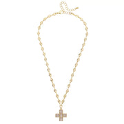 Canvas Theodora Rhinestone Cross Necklace - Shiny Gold