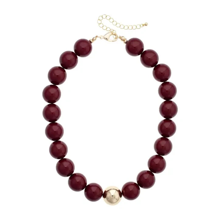 Canvas Marjorie Game Day Beaded Necklace - Maroon
