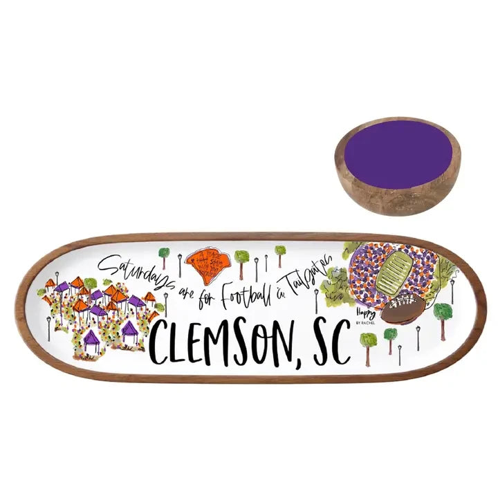 Happy By Rachel Clemson, SC Tailgate Tray and Bowl Set
