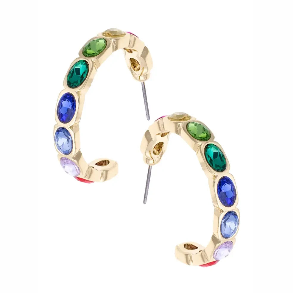 Canvas Margeaux Rainbow Baguette Hoop Earrings