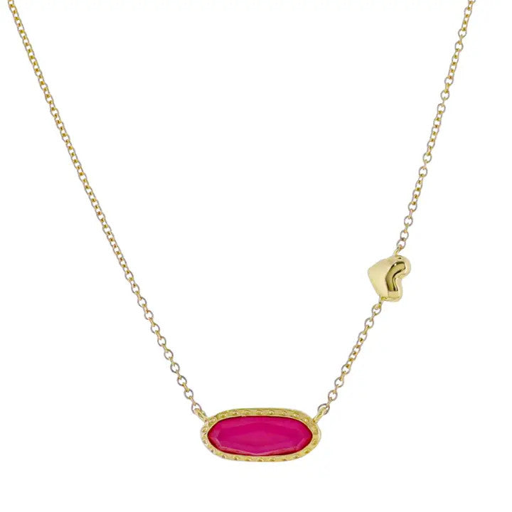 Jane Marie Kids 18k Gold Plated Heart Accent Necklace & Pink Pendant