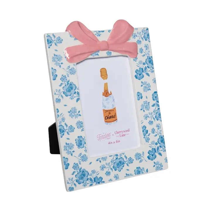 Totalee Gift Blue Floral Ceramic Photo Frame