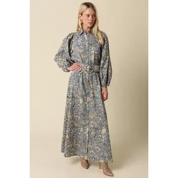 Olivaceous Women's Jasmin Floral Belted Maxi Dress