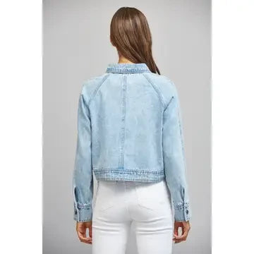 Fate Women's Washed Denim Cropped Jacket