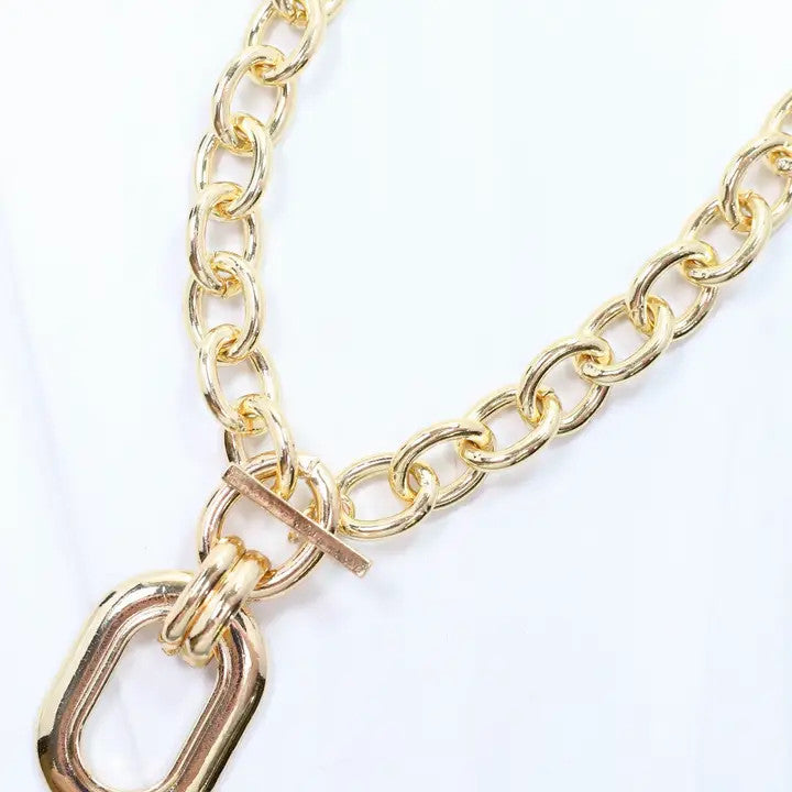 Caroline Hill Francey Gold Oval Pendant Necklace Gold