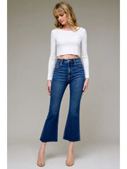 Hidden Jeans Women's Dark Wash Clean Cropped Flare