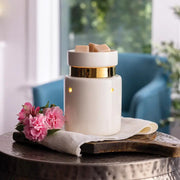 Candle Warmers Etc. White and Gold Illumination Fragrance Warmer