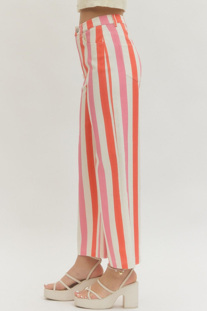 Entro Women's Pink Stripe Straight Leg Pants