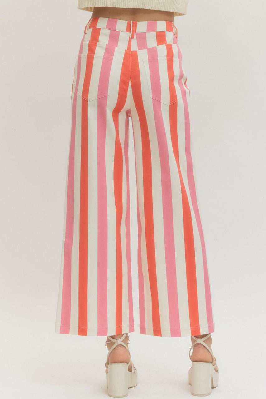 Entro Women's Pink Stripe Straight Leg Pants