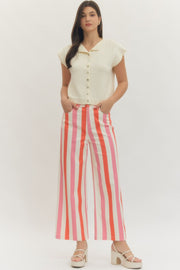 Entro Women's Pink Stripe Straight Leg Pants
