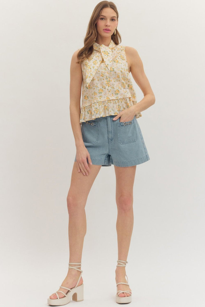 Entro Women's Light Blue High Waisted Shorts