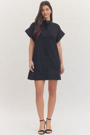 Entro Women's Black Hidden Button Mini Dress