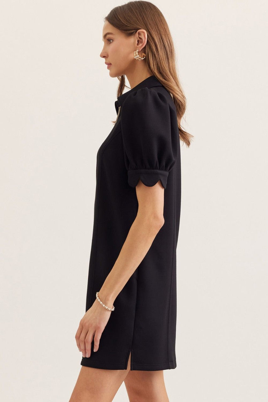 Entro Women's Black Puff Sleeve Mini Dress
