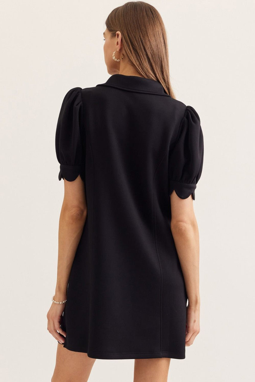 Entro Women's Black Puff Sleeve Mini Dress