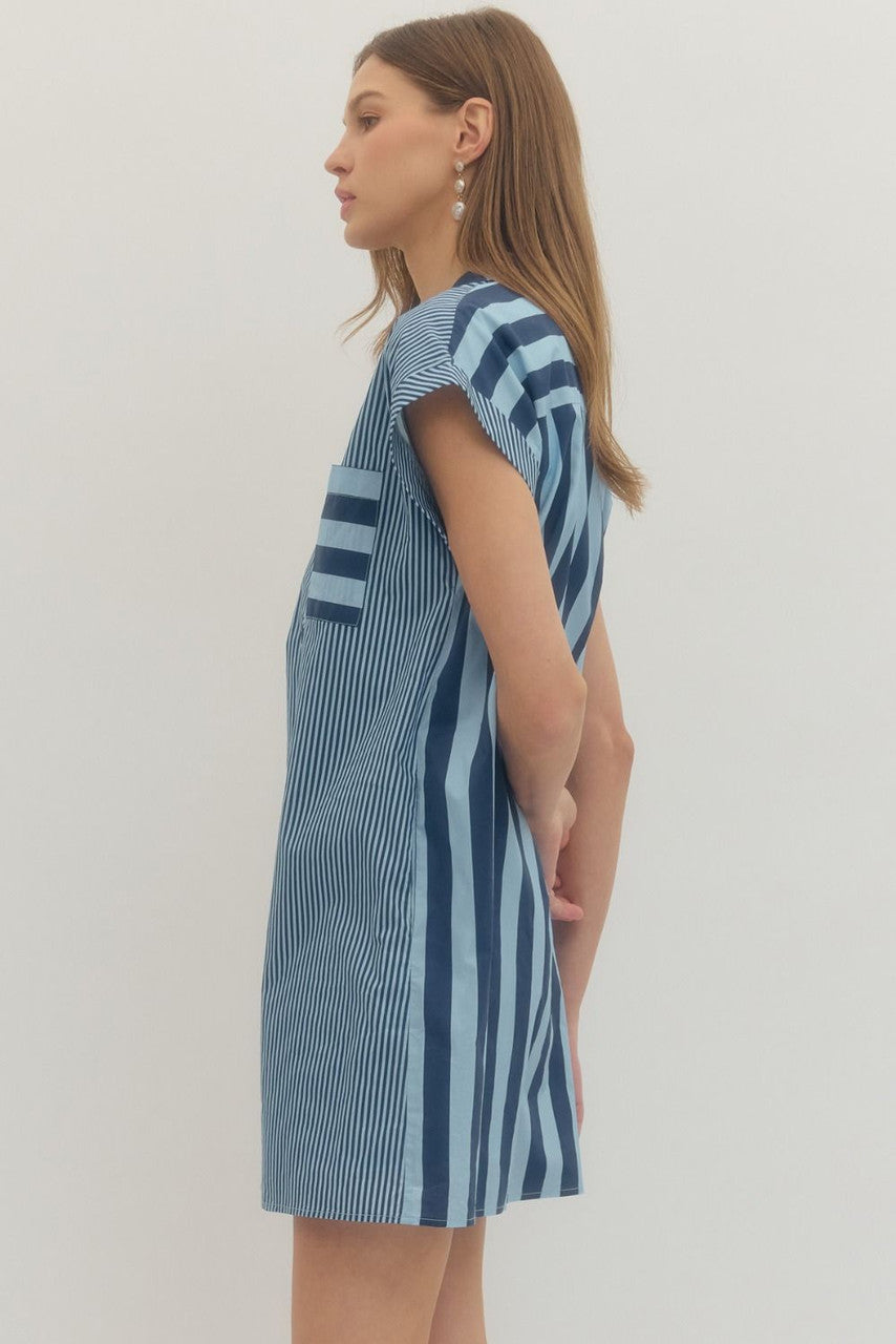 Entro Women's Navy Stripe Mini Dress