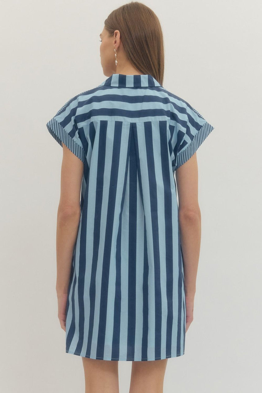 Entro Women's Navy Stripe Mini Dress