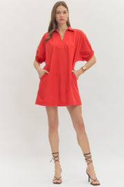 Entro Women's Short Sleeve Mini Dress - Red