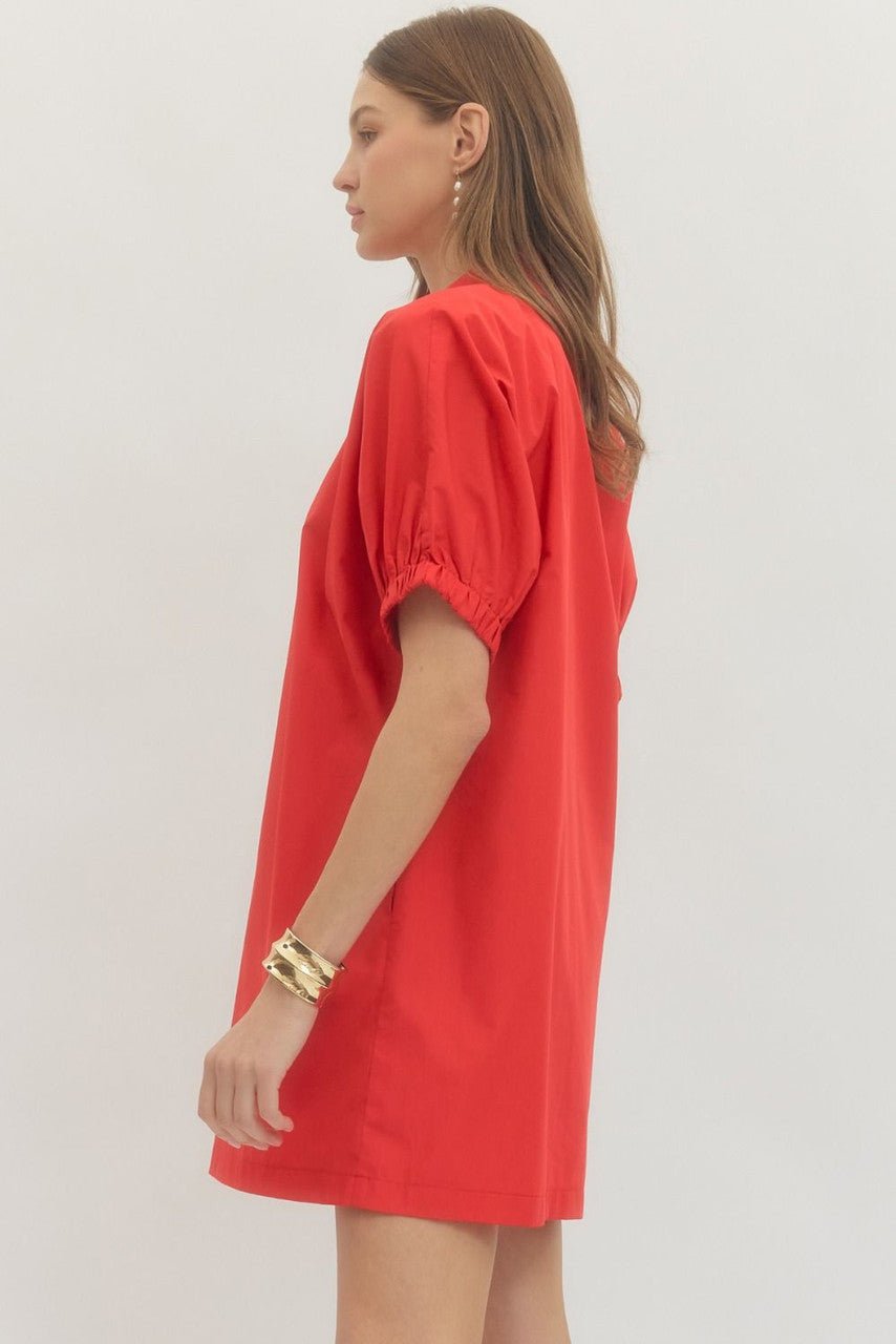 Entro Women's Short Sleeve Mini Dress - Red