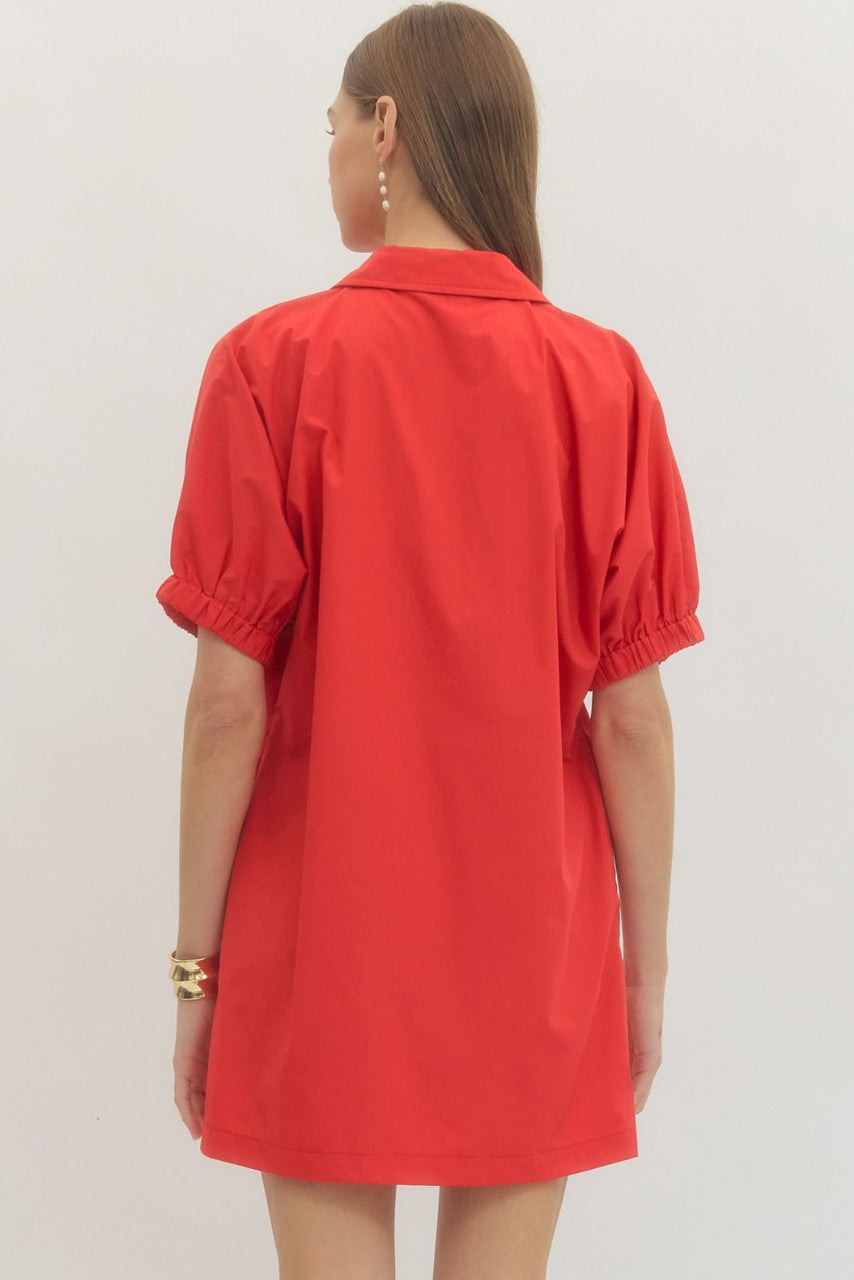 Entro Women's Short Sleeve Mini Dress - Red