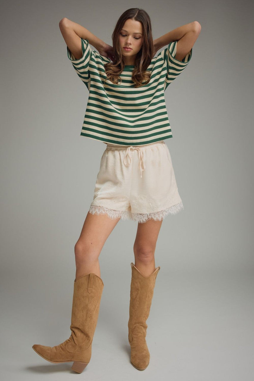 Entro Women's Green Striped Top