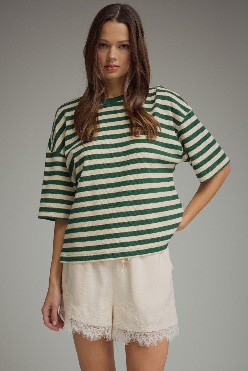 Entro Women's Green Striped Top