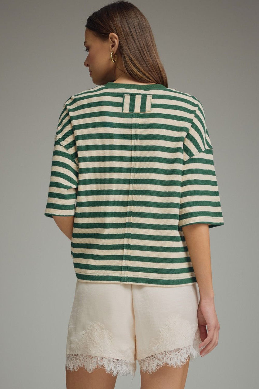 Entro Women's Green Striped Top